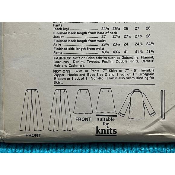 Vogue sewing pattern 9026 suit jacket skirt pants - Picture 6 of 6